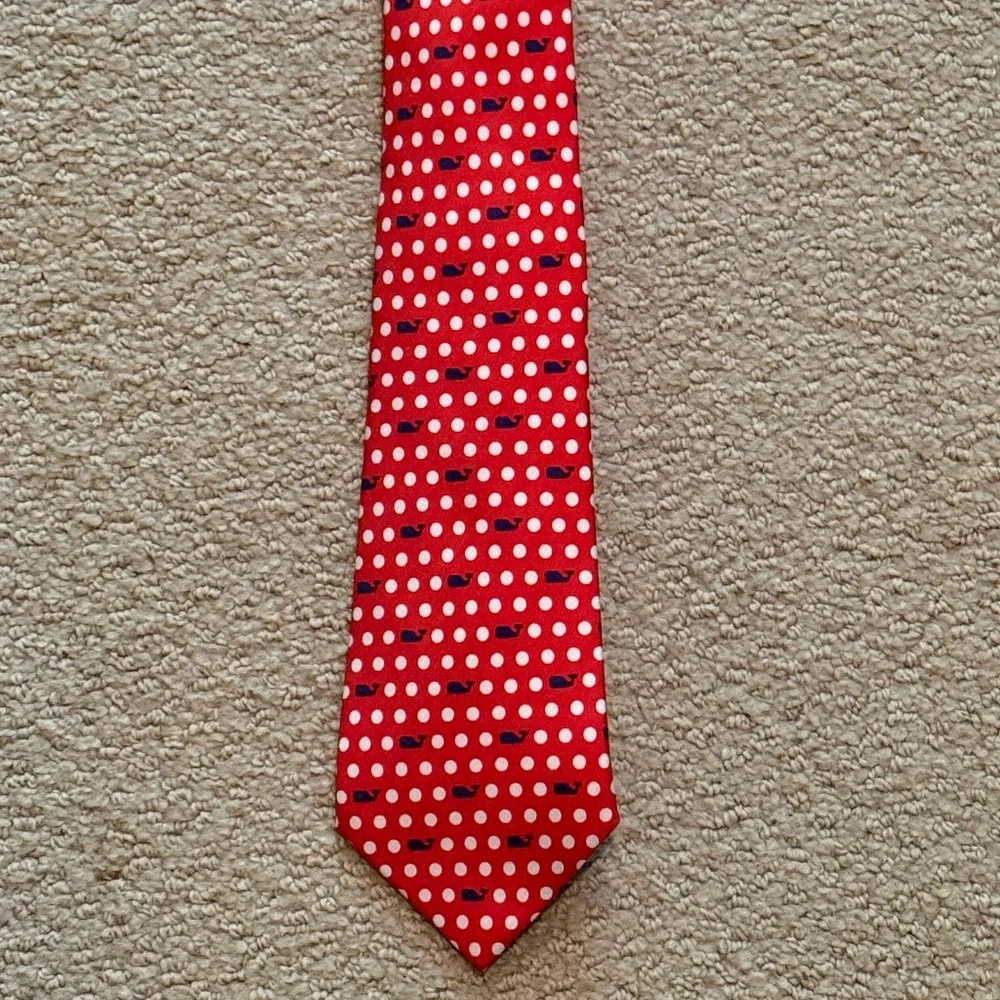 Boys Vineyard Vines Red/White/Blue Silk Polka Dot Whales Tie